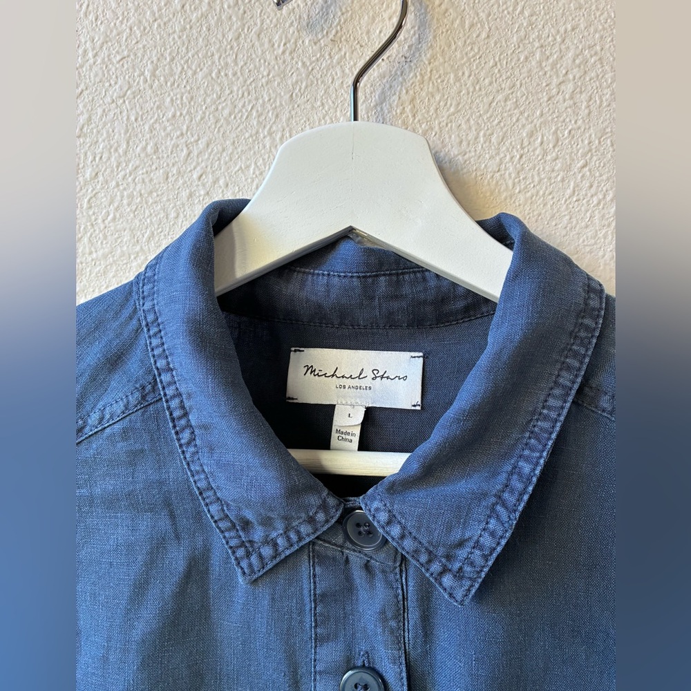 Michael Stars Dark Navy Utility Button-Down Shirt - Picture 10 of 15